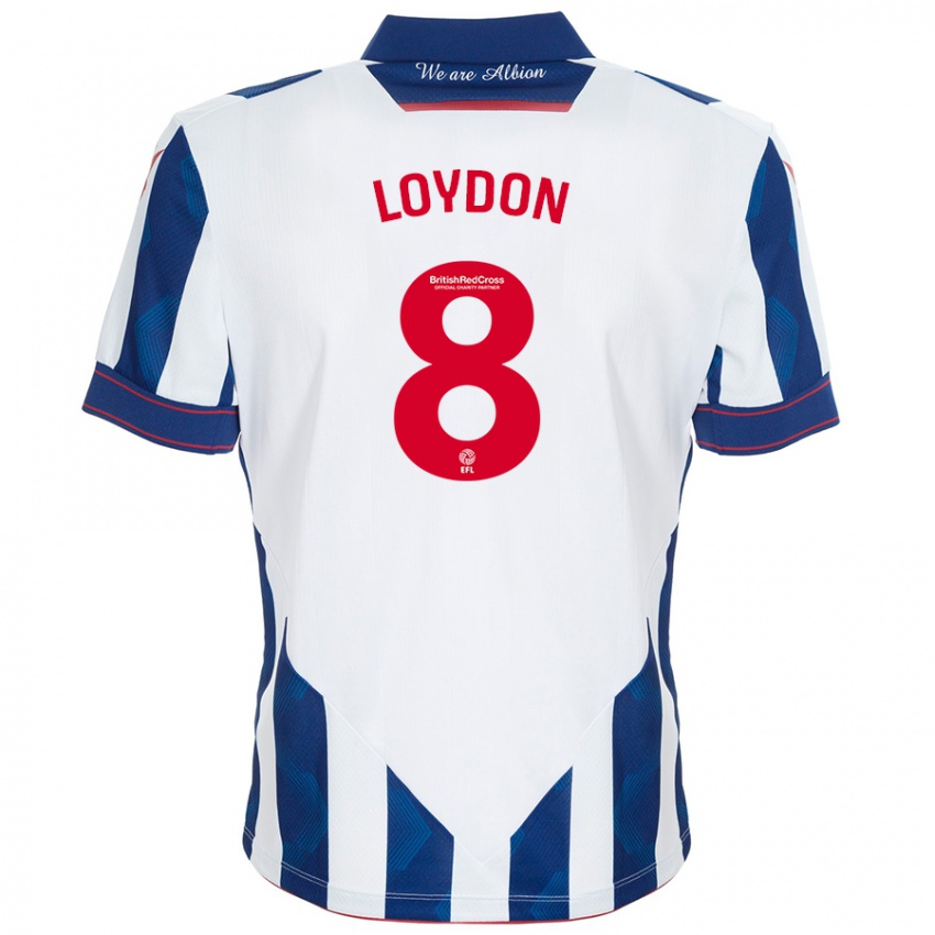 Uomo Maglia Abi Loydon #8 Bianco Blu Scuro Kit Gara Home 2024/25 Maglietta