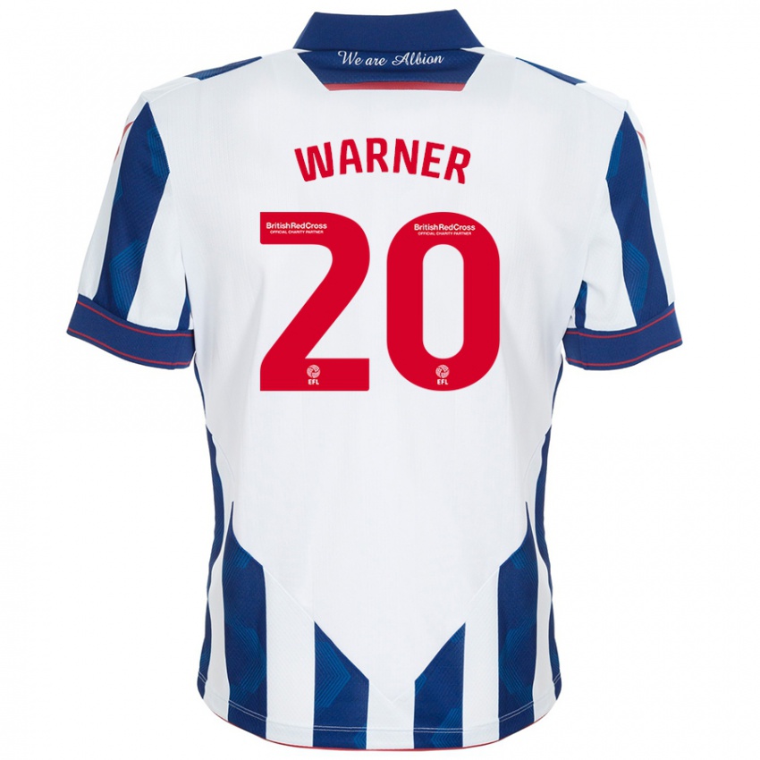 Uomo Maglia Phoebe Warner #20 Bianco Blu Scuro Kit Gara Home 2024/25 Maglietta