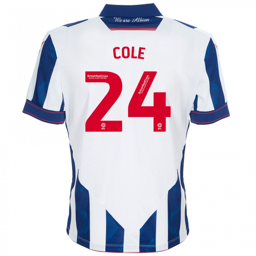 Uomo Maglia Delphi Cole #24 Bianco Blu Scuro Kit Gara Home 2024/25 Maglietta