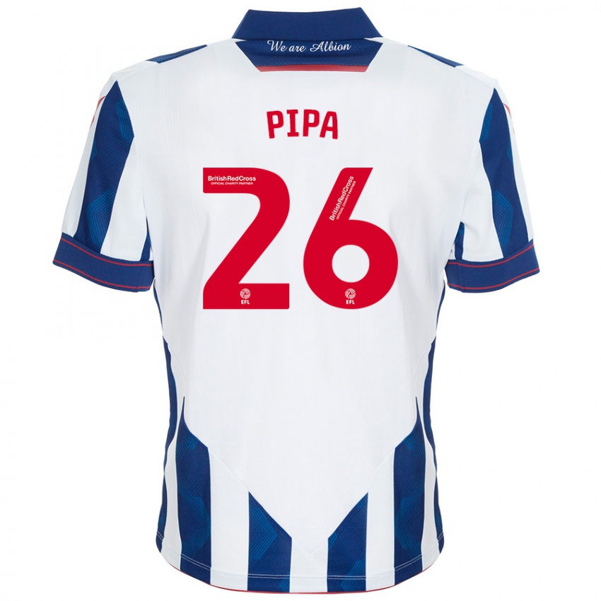 Uomo Maglia Pipa #26 Bianco Blu Scuro Kit Gara Home 2024/25 Maglietta