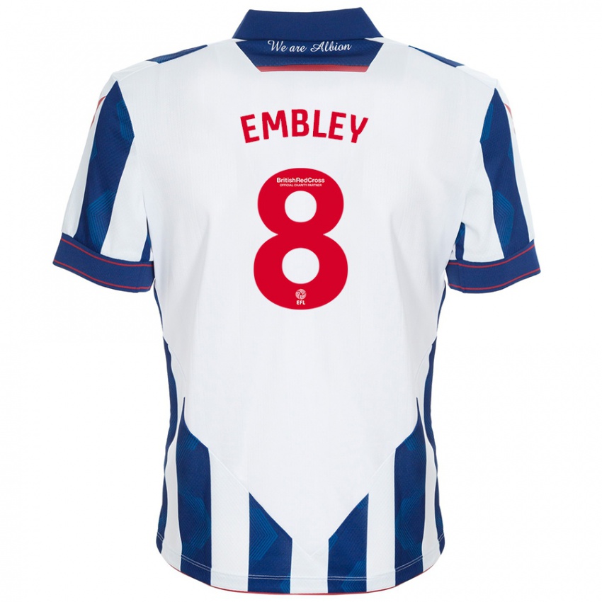 Uomo Maglia Rosie Embley #8 Bianco Blu Scuro Kit Gara Home 2024/25 Maglietta