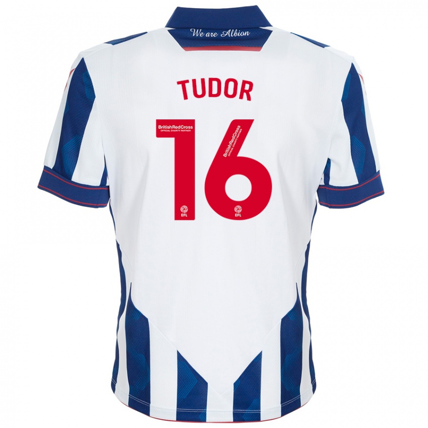 Uomo Maglia Sophie Tudor #16 Bianco Blu Scuro Kit Gara Home 2024/25 Maglietta