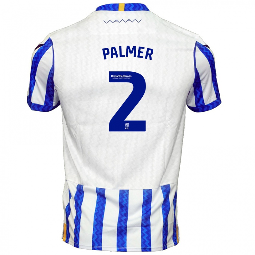 Uomo Maglia Liam Palmer #2 Blu Bianco Kit Gara Home 2024/25 Maglietta