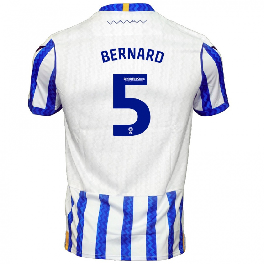 Uomo Maglia Di'shon Bernard #5 Blu Bianco Kit Gara Home 2024/25 Maglietta