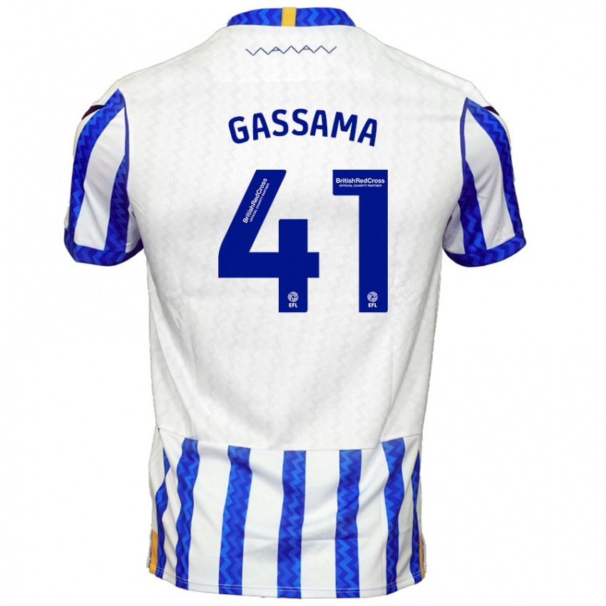 Uomo Maglia Djeidi Gassama #41 Blu Bianco Kit Gara Home 2024/25 Maglietta