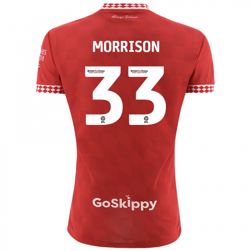 Uomo Maglia Elijah Morrison #33 Rosso Kit Gara Home 2024/25 Maglietta