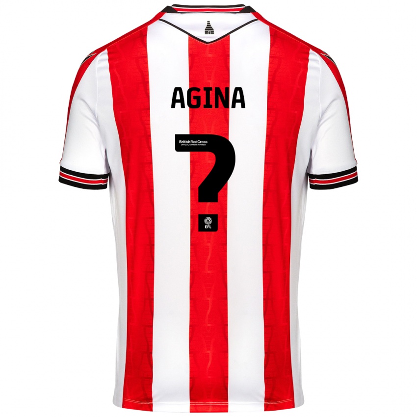 Uomo Maglia Sydney Agina #0 Rosso Bianco Kit Gara Home 2024/25 Maglietta