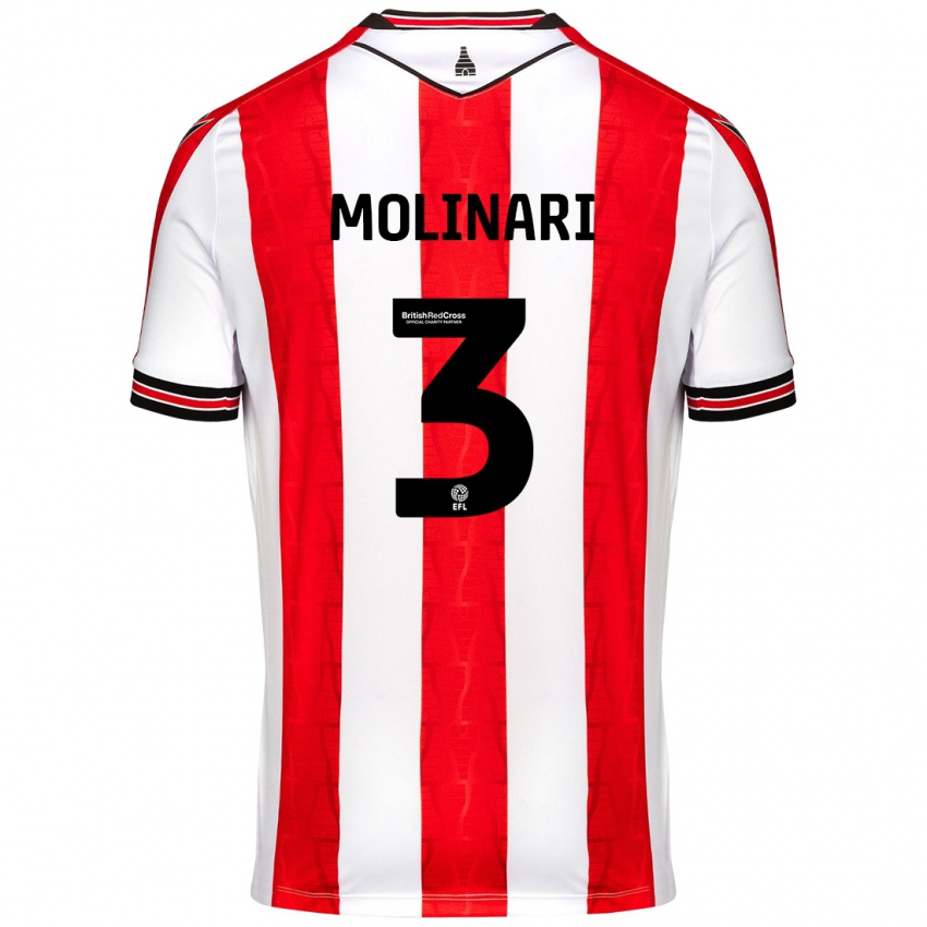 Uomo Maglia Lucia Molinari #3 Rosso Bianco Kit Gara Home 2024/25 Maglietta