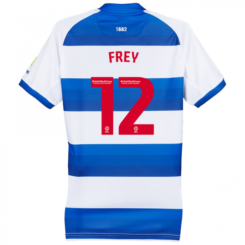 Uomo Maglia Michael Frey #12 Bianco Blu Kit Gara Home 2024/25 Maglietta