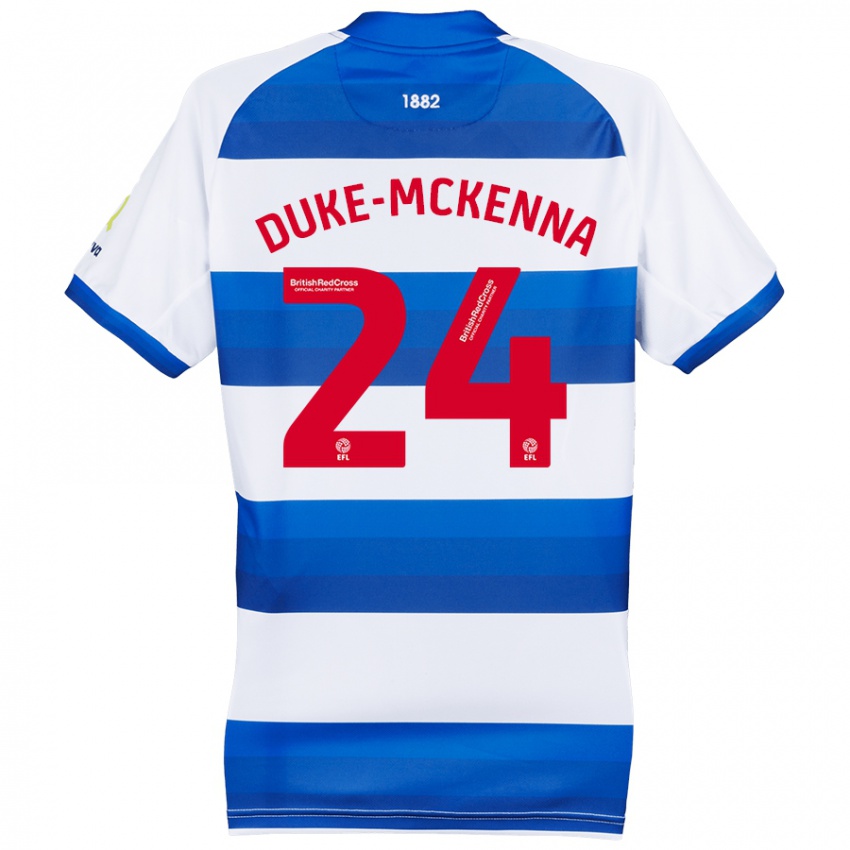 Uomo Maglia Stephen Duke-Mckenna #24 Bianco Blu Kit Gara Home 2024/25 Maglietta