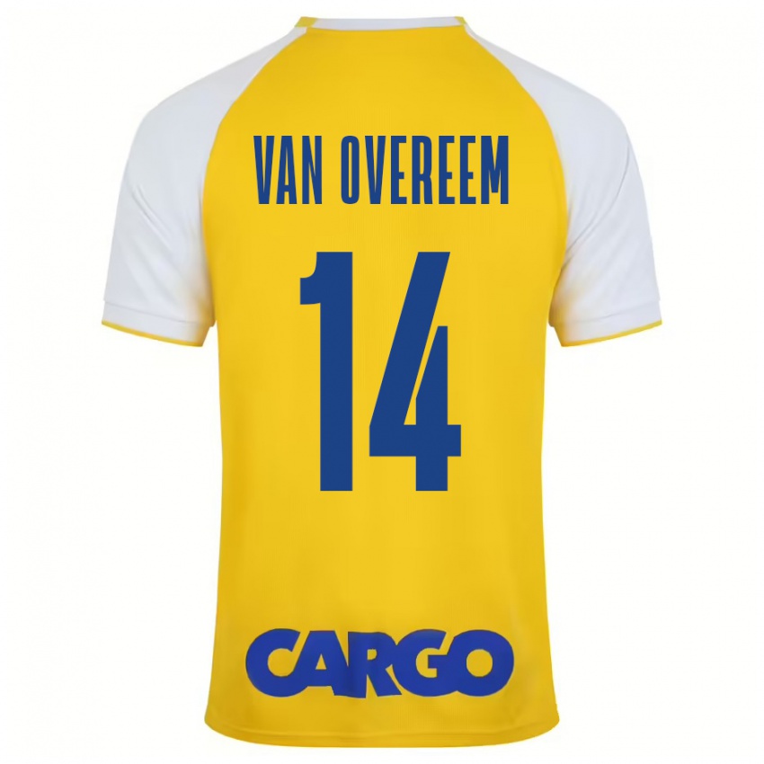 Uomo Maglia Joris Van Overeem #14 Giallo Bianco Kit Gara Home 2024/25 Maglietta