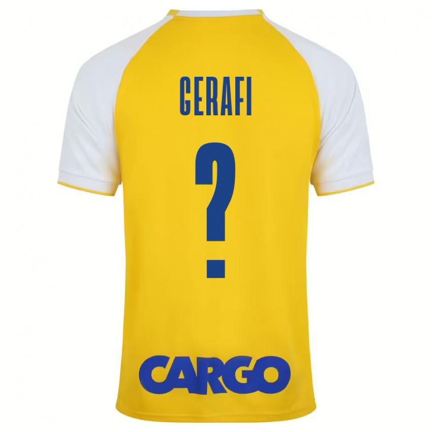 Uomo Maglia Omri Gerafi #0 Giallo Bianco Kit Gara Home 2024/25 Maglietta