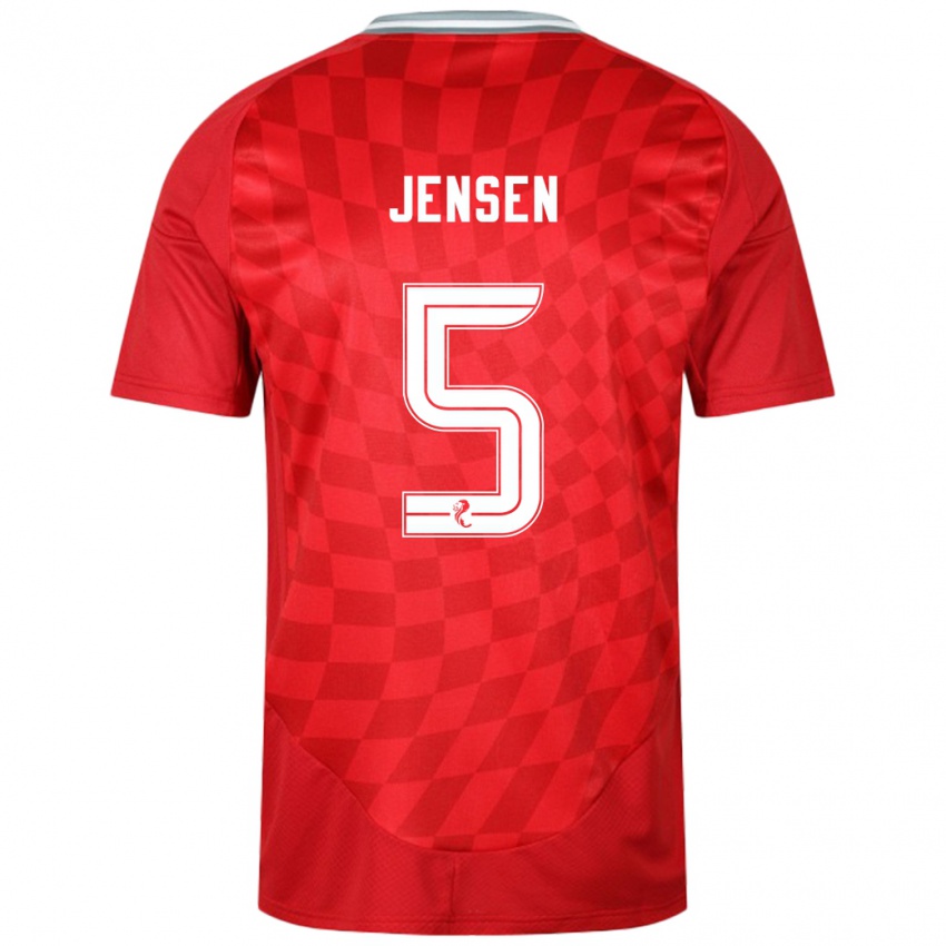 Uomo Maglia Richard Jensen #5 Rosso Kit Gara Home 2024/25 Maglietta