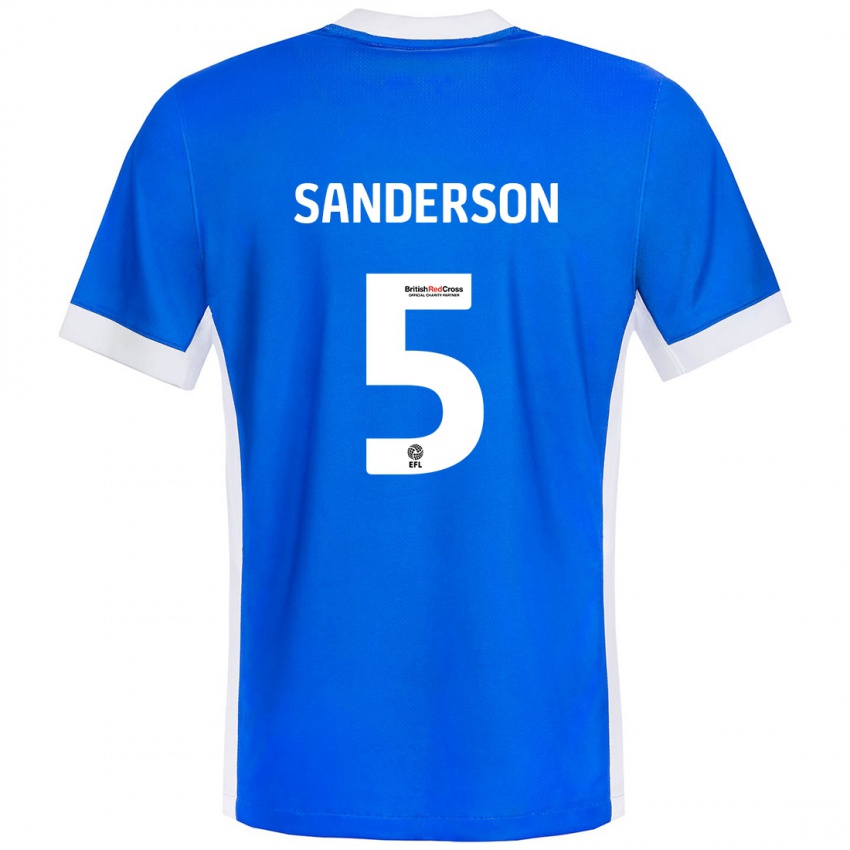 Uomo Maglia Dion Sanderson #5 Blu Bianco Kit Gara Home 2024/25 Maglietta