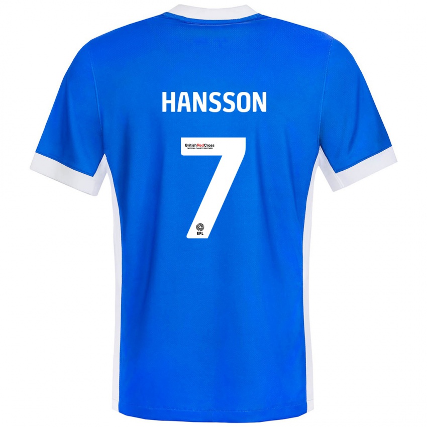 Uomo Maglia Emil Hansson #7 Blu Bianco Kit Gara Home 2024/25 Maglietta