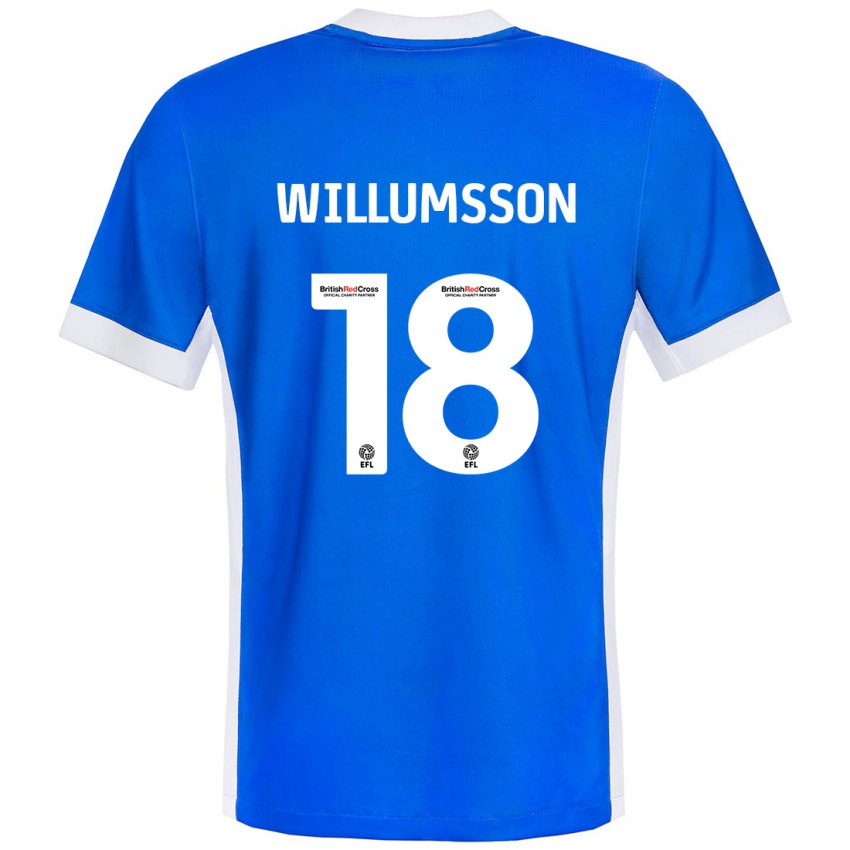 Uomo Maglia Willum Thór Willumsson #18 Blu Bianco Kit Gara Home 2024/25 Maglietta