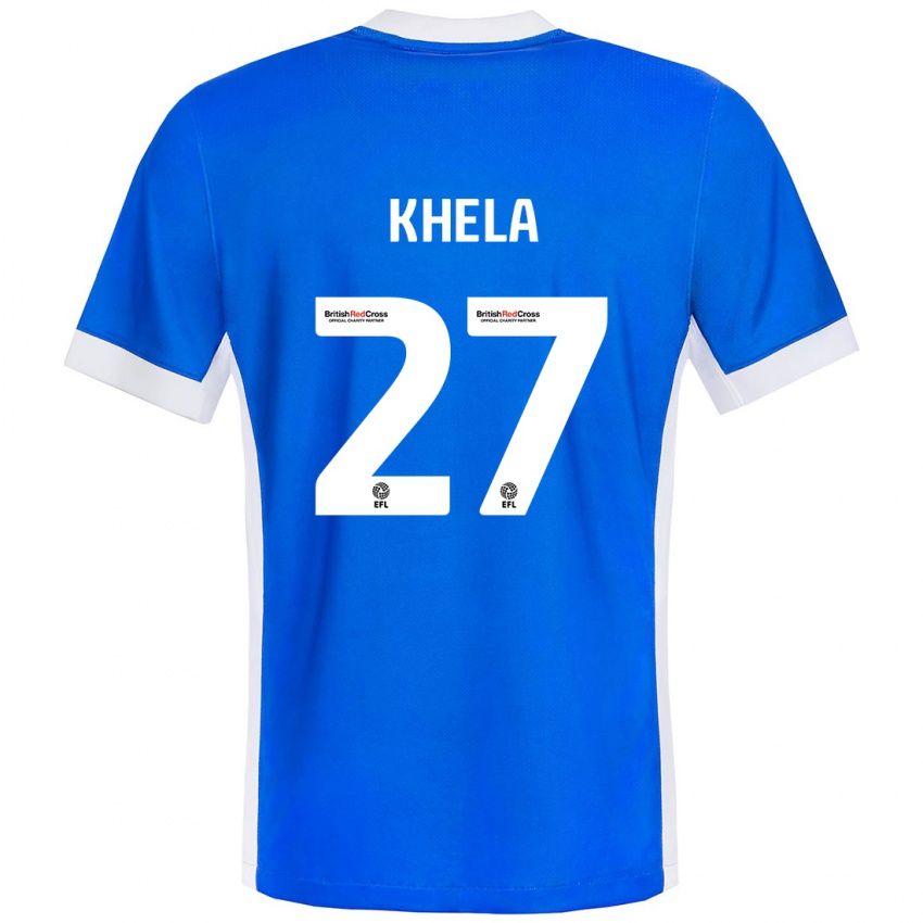 Uomo Maglia Brandon Khela #27 Blu Bianco Kit Gara Home 2024/25 Maglietta