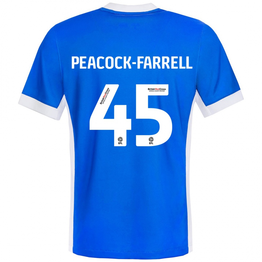 Uomo Maglia Bailey Peacock-Farrell #45 Blu Bianco Kit Gara Home 2024/25 Maglietta