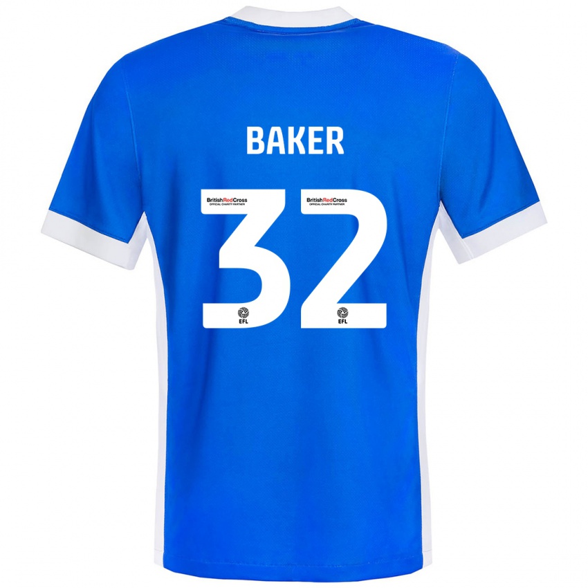 Uomo Maglia Ava Baker #32 Blu Bianco Kit Gara Home 2024/25 Maglietta