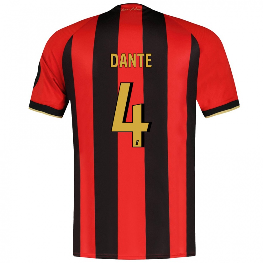 Uomo Maglia Dante #4 Rosso Nero Kit Gara Home 2024/25 Maglietta