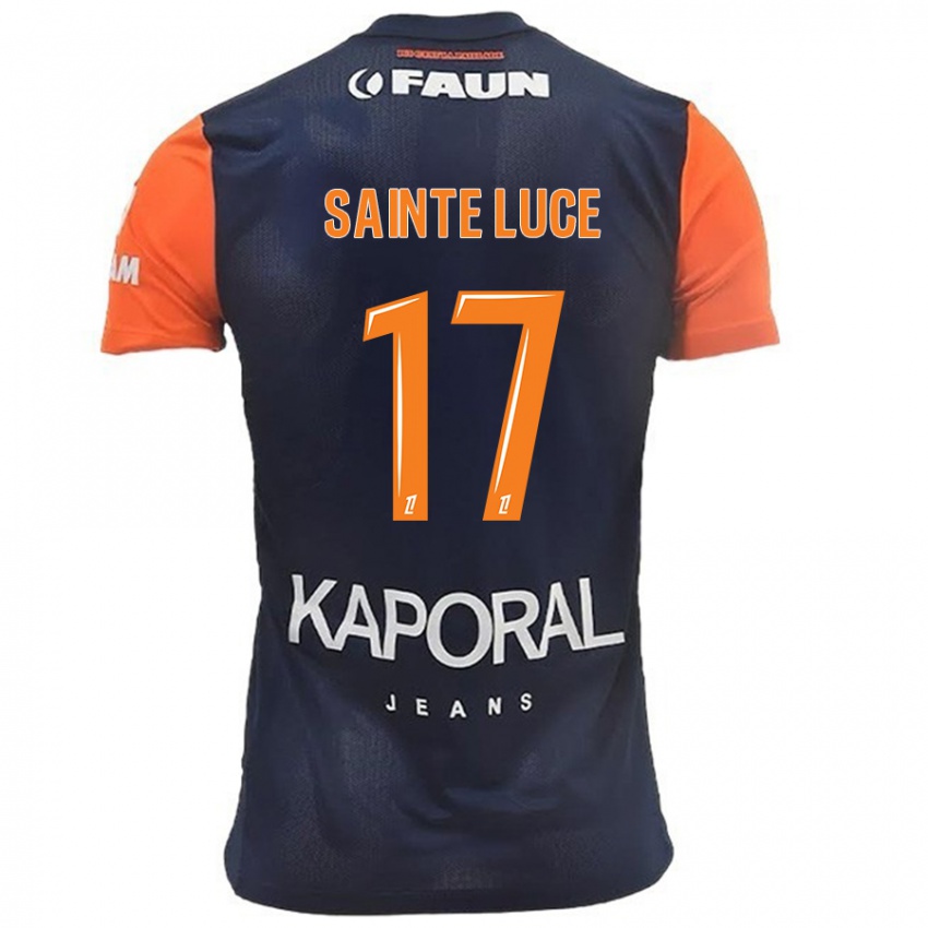 Uomo Maglia Théo Sainte-Luce #17 Blu Navy Arancione Kit Gara Home 2024/25 Maglietta