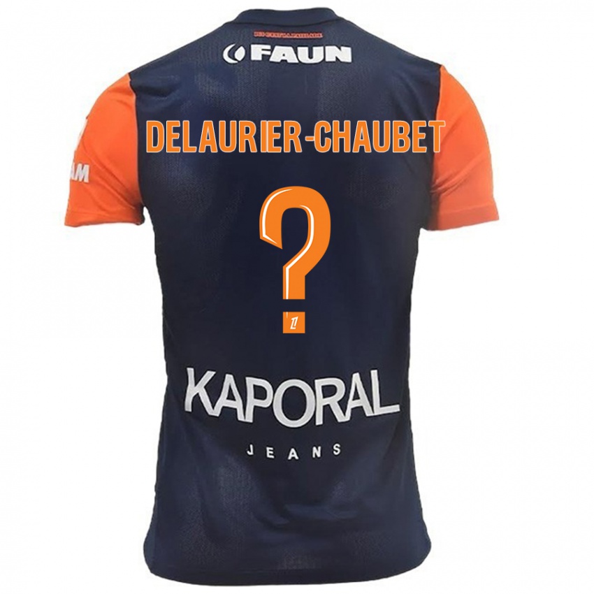 Uomo Maglia Tom Delaurier-Chaubet #0 Blu Navy Arancione Kit Gara Home 2024/25 Maglietta