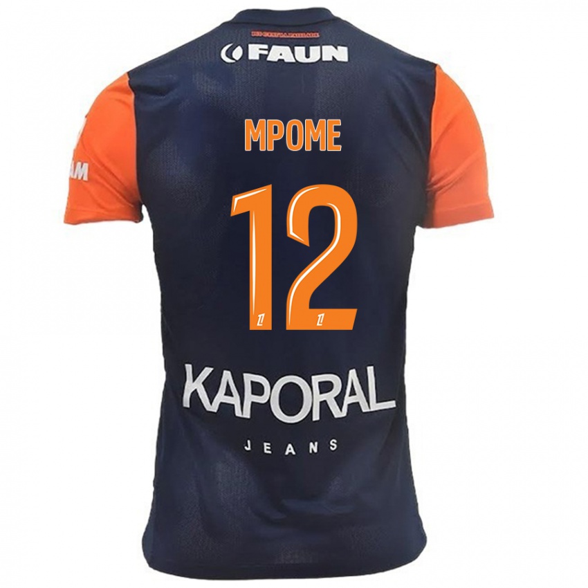 Uomo Maglia Maelys Mpomé #12 Blu Navy Arancione Kit Gara Home 2024/25 Maglietta