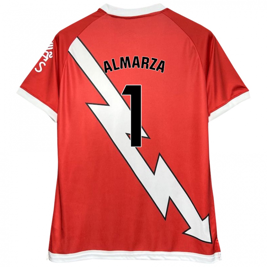 Uomo Maglia Ana Almarza Garrido #1 Bianco Rosso Kit Gara Home 2024/25 Maglietta