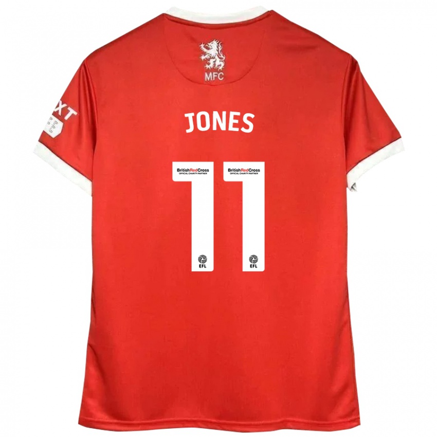 Uomo Maglia Isaiah Jones #11 Rosso Bianco Kit Gara Home 2024/25 Maglietta