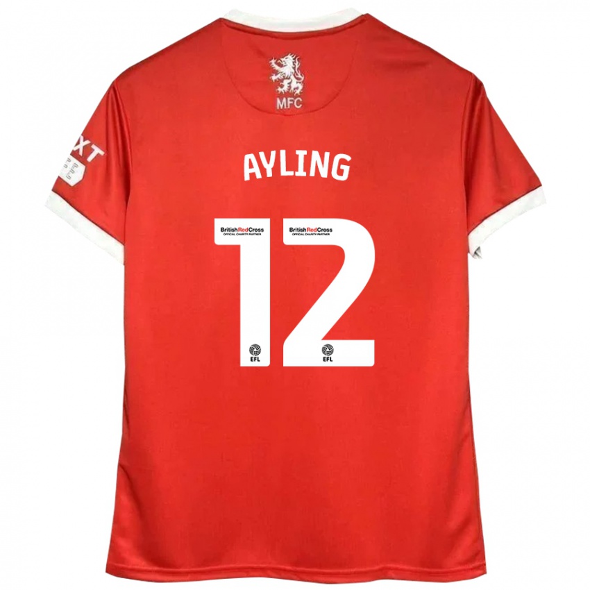 Uomo Maglia Luke Ayling #12 Rosso Bianco Kit Gara Home 2024/25 Maglietta