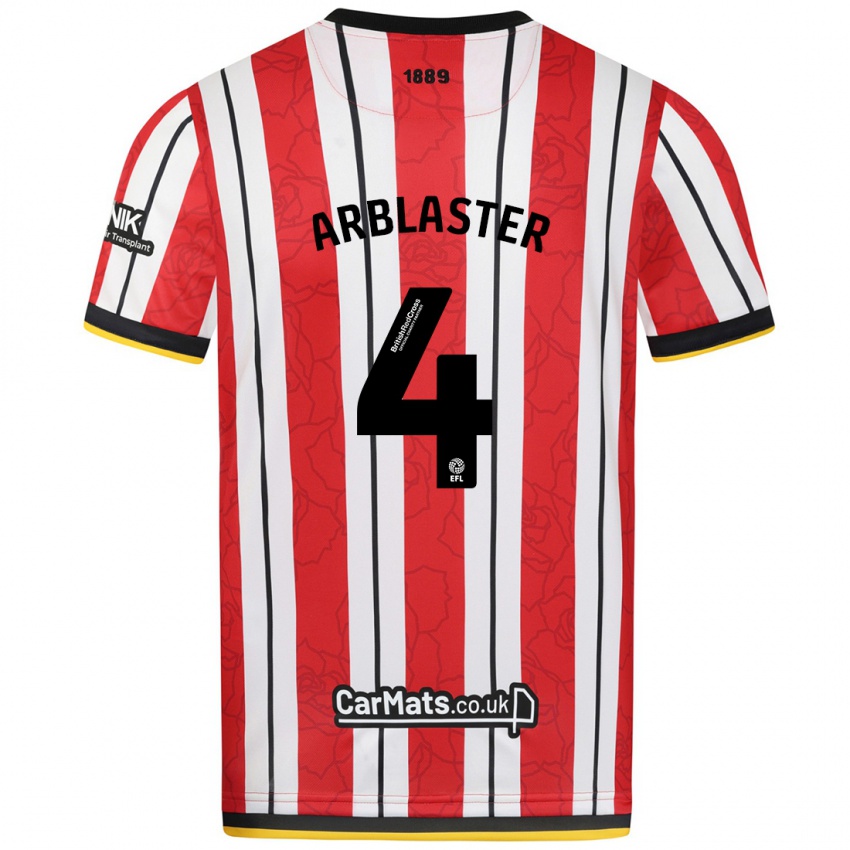 Uomo Maglia Oliver Arblaster #4 Rosso Strisce Bianche Kit Gara Home 2024/25 Maglietta