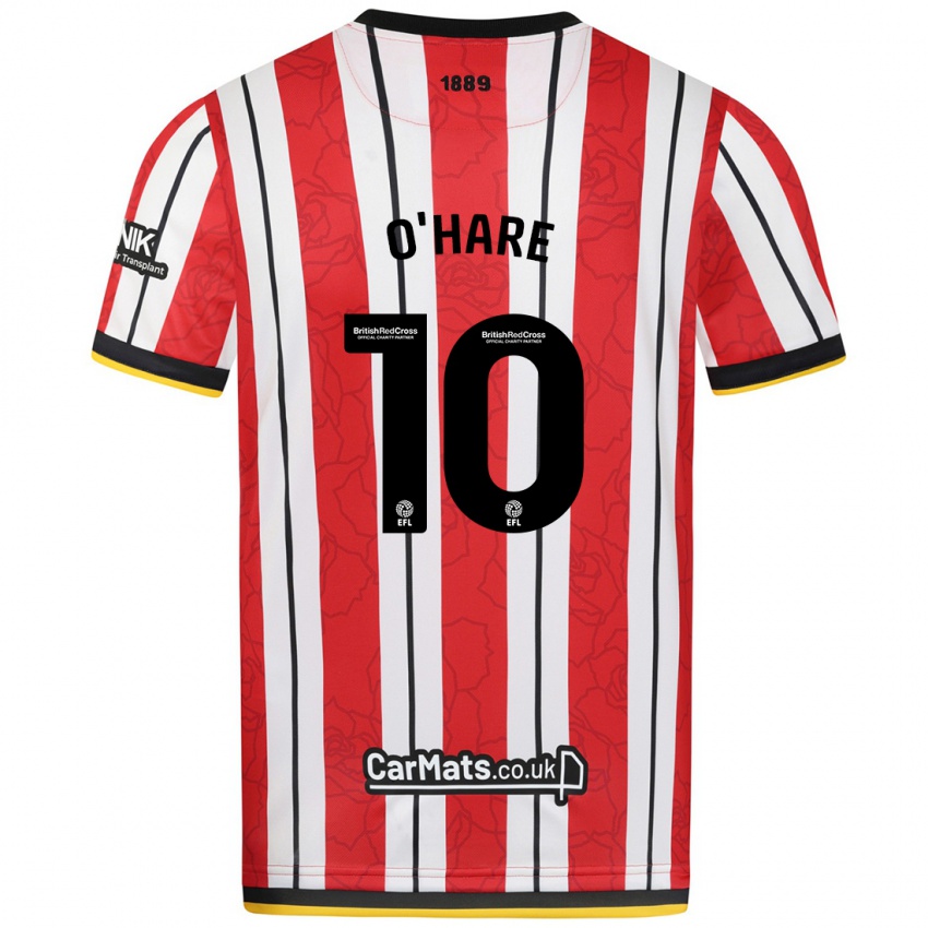 Uomo Maglia Callum O'hare #10 Rosso Strisce Bianche Kit Gara Home 2024/25 Maglietta