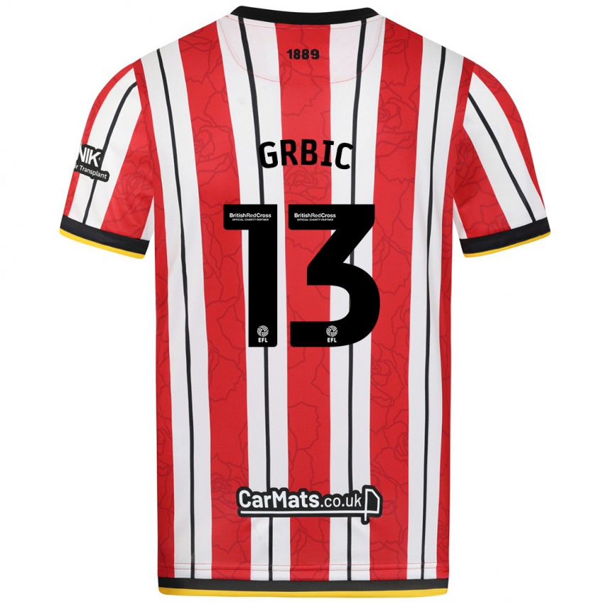 Uomo Maglia Ivo Grbic #13 Rosso Strisce Bianche Kit Gara Home 2024/25 Maglietta