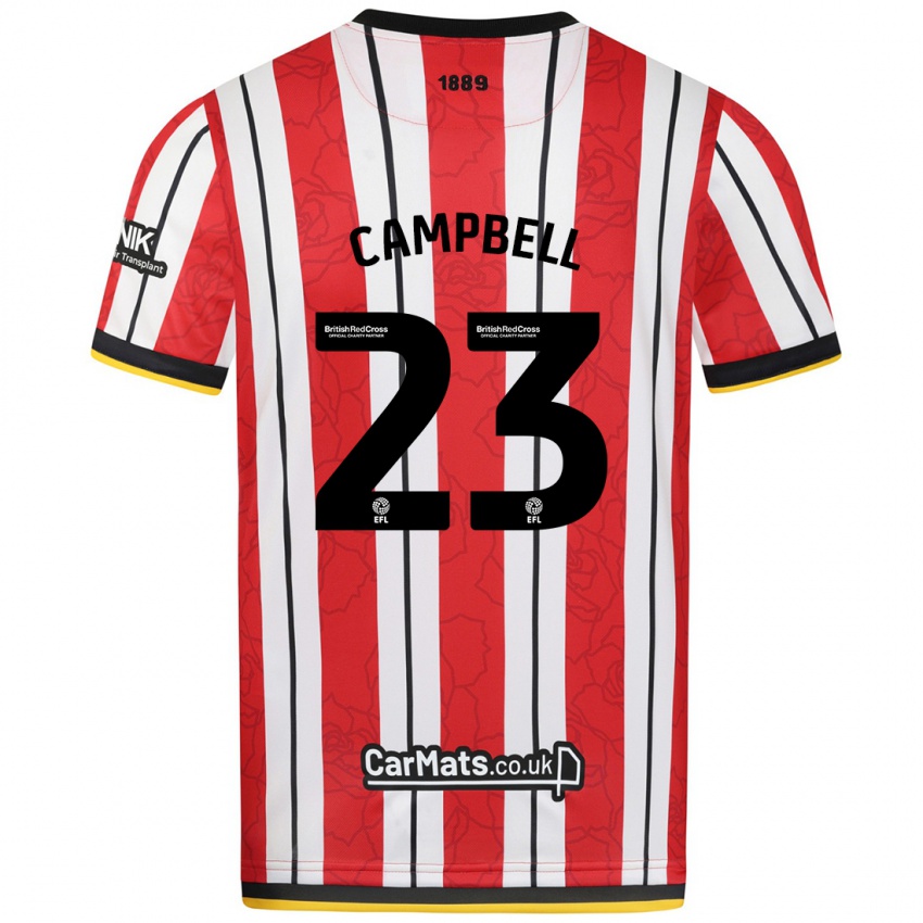 Uomo Maglia Tyrese Campbell #23 Rosso Strisce Bianche Kit Gara Home 2024/25 Maglietta