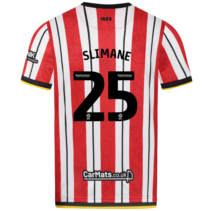 Uomo Maglia Anis Slimane #25 Rosso Strisce Bianche Kit Gara Home 2024/25 Maglietta