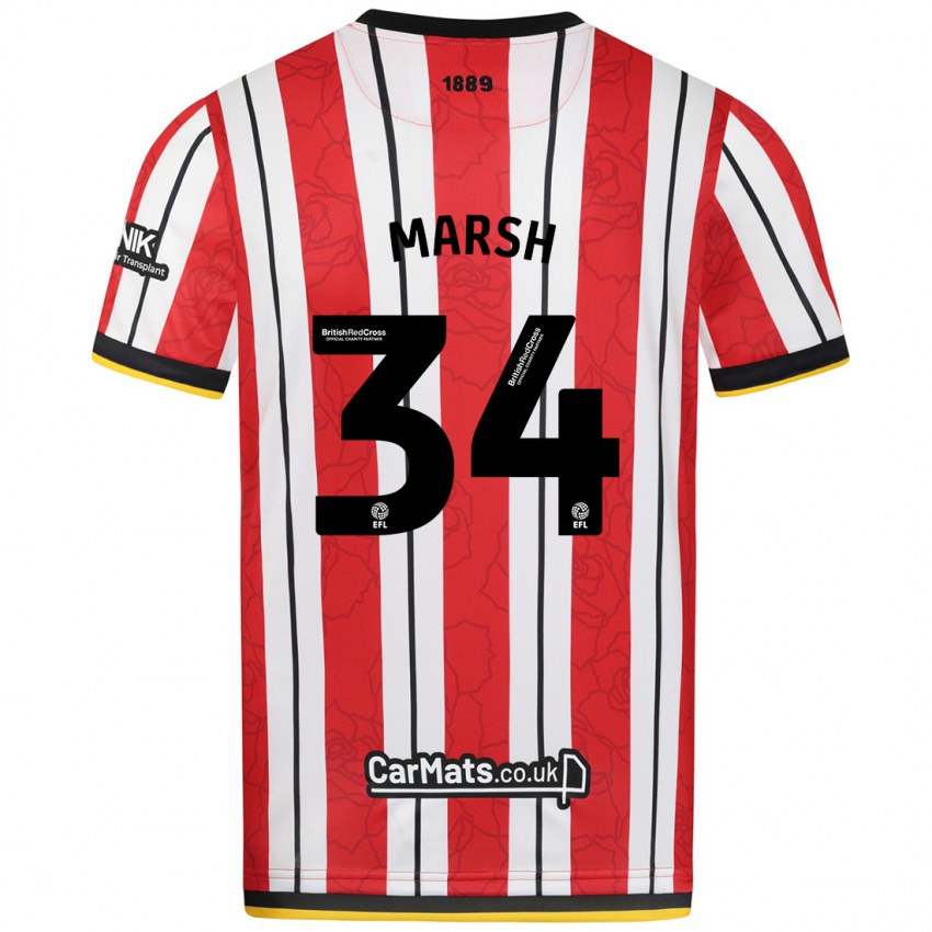 Uomo Maglia Louie Marsh #34 Rosso Strisce Bianche Kit Gara Home 2024/25 Maglietta