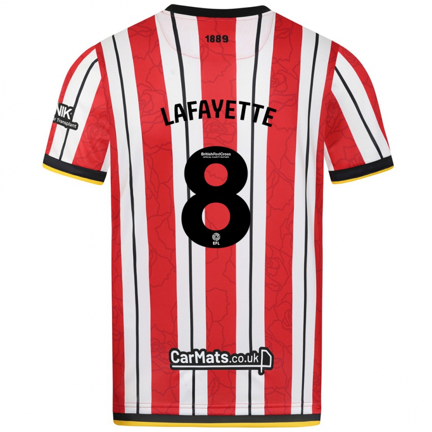 Uomo Maglia Abbie Lafayette #8 Rosso Strisce Bianche Kit Gara Home 2024/25 Maglietta