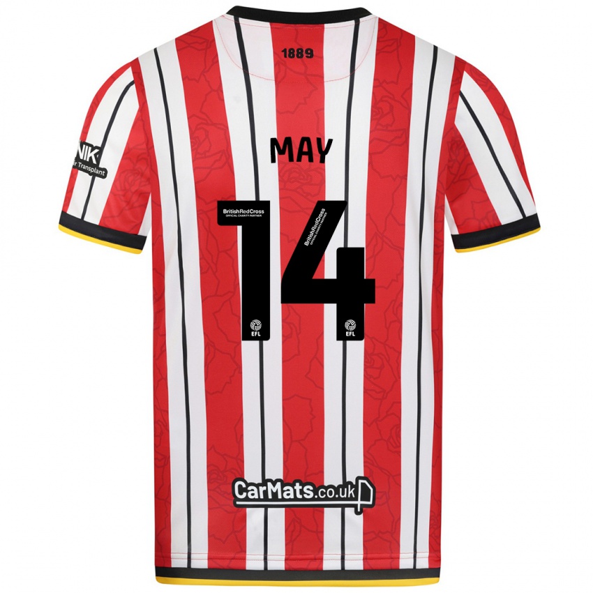 Uomo Maglia Ellie May #14 Rosso Strisce Bianche Kit Gara Home 2024/25 Maglietta