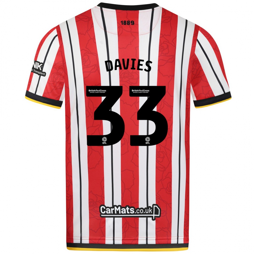 Uomo Maglia Bethan Davies #33 Rosso Strisce Bianche Kit Gara Home 2024/25 Maglietta