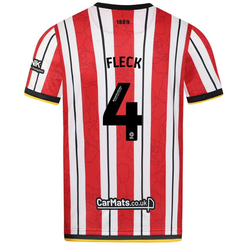 Uomo Maglia John Fleck #4 Rosso Strisce Bianche Kit Gara Home 2024/25 Maglietta