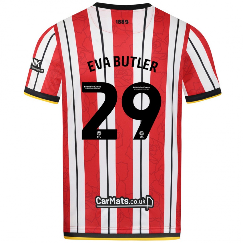 Uomo Maglia Eva Butler #29 Rosso Strisce Bianche Kit Gara Home 2024/25 Maglietta