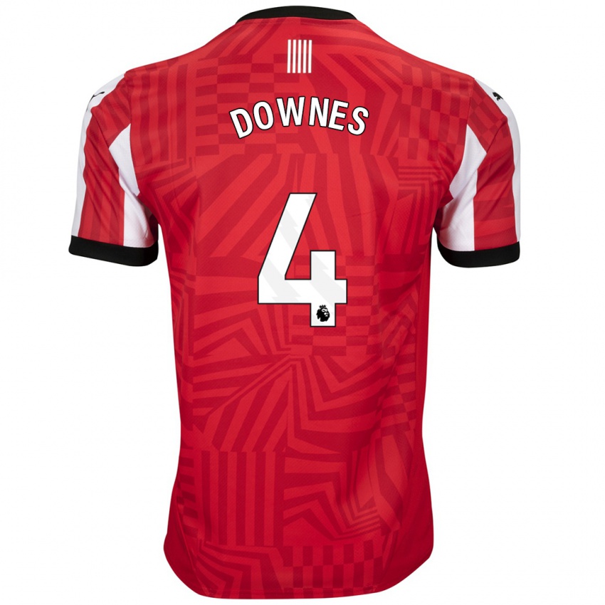 Uomo Maglia Flynn Downes #4 Rosso Bianco Kit Gara Home 2024/25 Maglietta