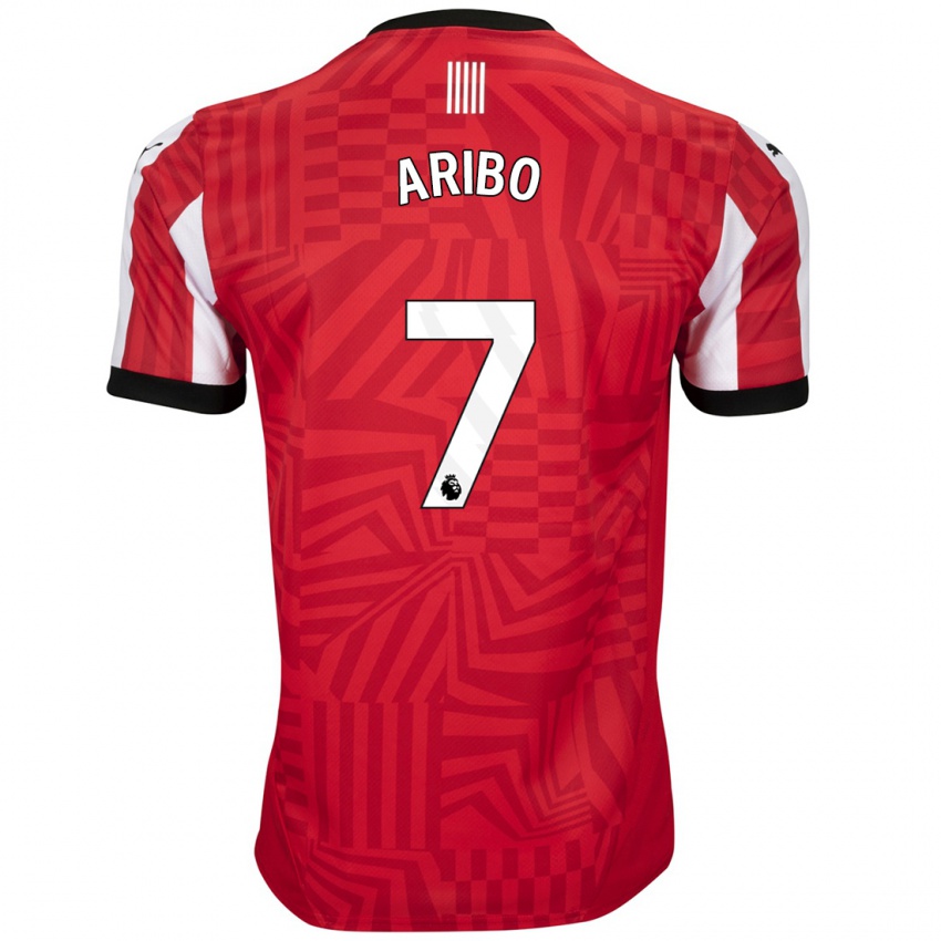 Uomo Maglia Joe Aribo #7 Rosso Bianco Kit Gara Home 2024/25 Maglietta