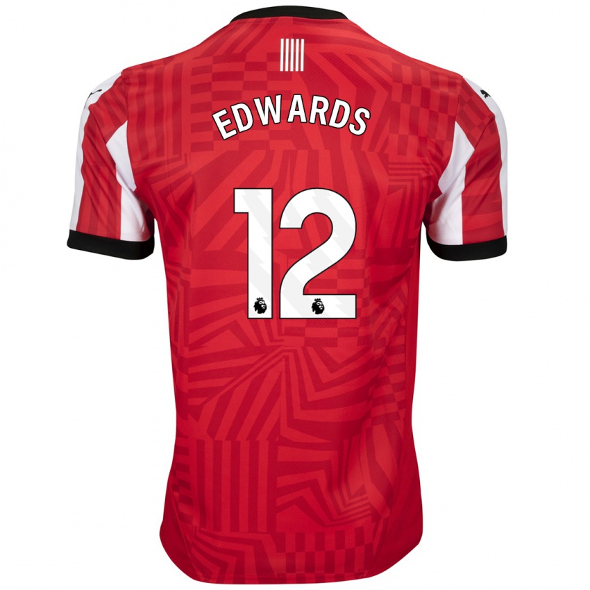 Uomo Maglia Ronnie Edwards #12 Rosso Bianco Kit Gara Home 2024/25 Maglietta