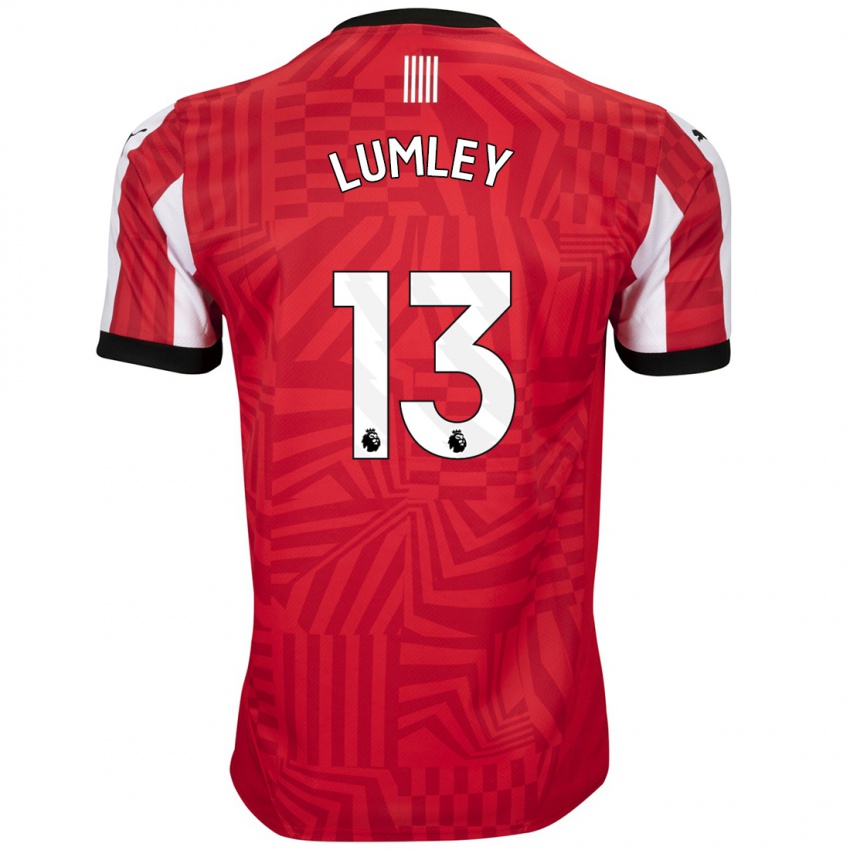 Uomo Maglia Joe Lumley #13 Rosso Bianco Kit Gara Home 2024/25 Maglietta