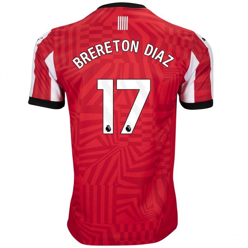 Uomo Maglia Ben Brereton Díaz #17 Rosso Bianco Kit Gara Home 2024/25 Maglietta