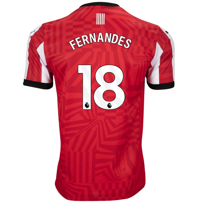 Uomo Maglia Mateus Fernandes #18 Rosso Bianco Kit Gara Home 2024/25 Maglietta