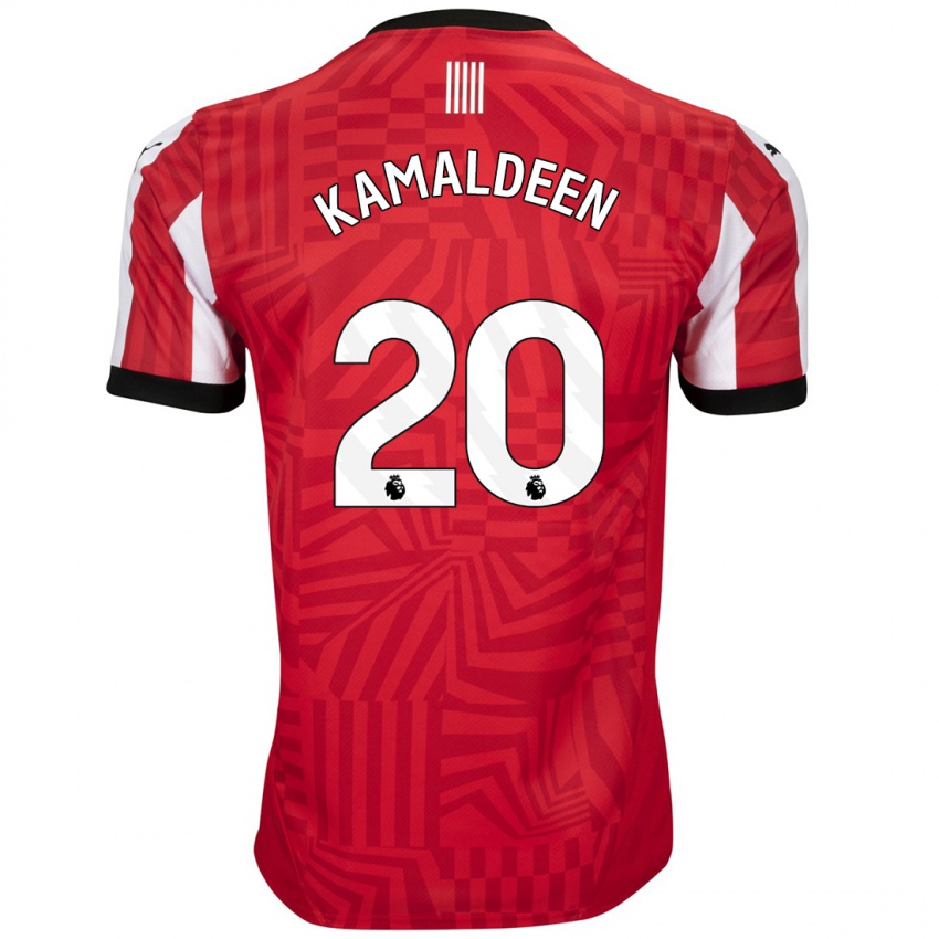 Uomo Maglia Kamaldeen Sulemana #20 Rosso Bianco Kit Gara Home 2024/25 Maglietta