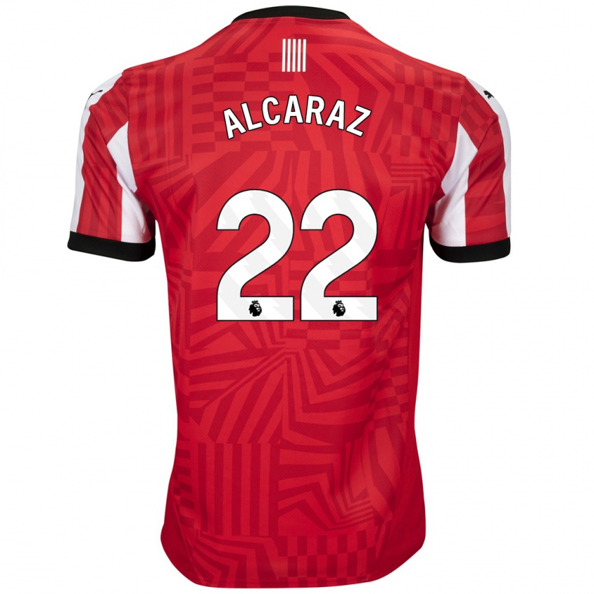 Uomo Maglia Carlos Alcaraz #22 Rosso Bianco Kit Gara Home 2024/25 Maglietta