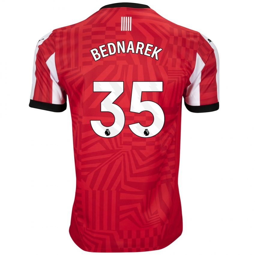 Uomo Maglia Jan Bednarek #35 Rosso Bianco Kit Gara Home 2024/25 Maglietta